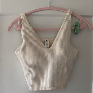 90 Degree By Reflex Beige Ribbed Crop Top